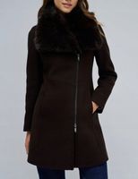 Salsa JEANS Płaszcz damski wełniany Grace z futerkowym wykończeniem R36