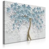 Obraz Na Płótnie Abstrakcyjne Drzewo Z Niebieskimi Kwiatami 70cm x 50cm