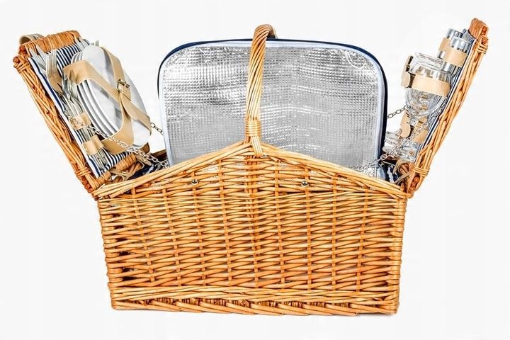 Koszyk piknikowy wiklina termotorba zestaw XXL talerze sztućce dla 4 osób zdjęcie 14
