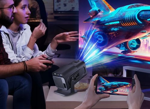 PROJEKTOR RZUTNIK ANDROID TV WIFI FULL HD PRZENOŚNY SMART GŁOŚNIK OBROTOWY na Arena.pl