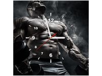 40X40CM ZEGAR MĘŻCZYZNA SIŁOWNI STALOWYM KOLORZE OBRAZ