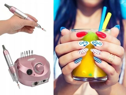 FREZARKA DO PAZNOKCI MANICURE PEDICURE 65W PROFESJONALNA MOCNA + FREZY na Arena.pl