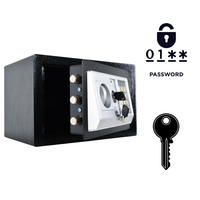 Pancerny Domowy Sejf z Zamkiem Elektronicznym i Kluczem 20x31x20 cm Czarny