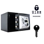 Pancerny Domowy Sejf z Zamkiem Elektronicznym i Kluczem 20x31x20 cm Czarny