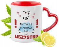 Dla Darii Kubek Czerwony Z Uszkiem W Kształcie Serca Na Prezent Z Nadrukiem