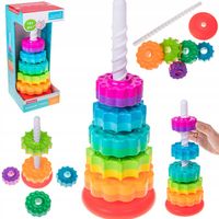 SPIN KOLOROWA WIEŻA PIRAMIDKA AGAIN SPINNER SENSORYCZNY KLOCKI KRĘCI EDU