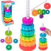 SPIN KOLOROWA WIEŻA PIRAMIDKA AGAIN SPINNER SENSORYCZNY KLOCKI KRĘCI EDU