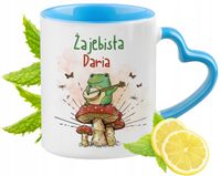 Dla Darii Kubek Błękitny Z Uszkiem W Kształcie Serca Na Prezent Z Nadrukiem