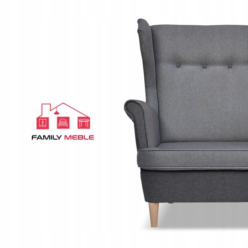 Zestaw wypoczynkowy ARI DUO sofa fotele pufy Family Meble szaro - szary na Arena.pl
