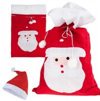 DUŻY Worek Świętego Mikołaja na Prezenty XXXL + Czapka Mikołajka 2w1