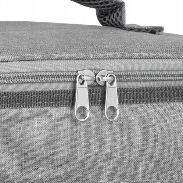 SOLIDNA TORBA TERMICZNA NA LUNCH PIKNIK 2 KOMORY + KIESZENIE PASEK SZARA zdjęcie 14