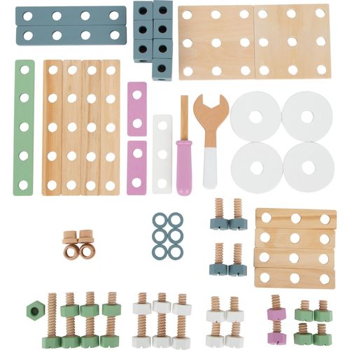 Zestaw KONSTRUKCYJNY drewniany POJAZDY 67 części na Arena.pl