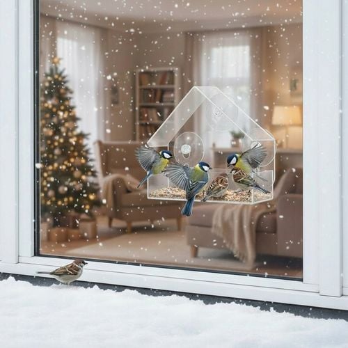 KARMNIK DLA PTAKÓW PRZEZROCZYSTY NA SZYBĘ OKNO NA ZIARNO SŁONECZNIK na Arena.pl