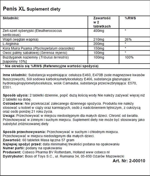 Supl.diety-Penis Xl Tabs East Efs zdjęcie 2