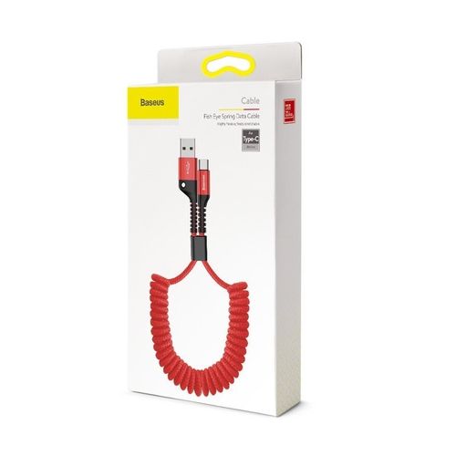 Kabel sprężynowy USB-C Baseus Spring 1m 2A (czerwony) na Arena.pl
