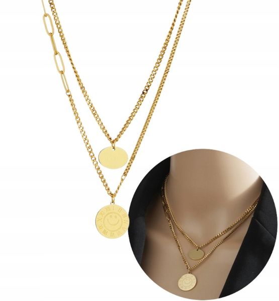 Pozłacany Naszyjnik Stal Chirurgiczna Złoty 18K zdjęcie 2