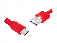 MOCNY KABEL USB-A MicroUSB CZERWONY 1M PŁASKI SZYBKIE ŁADOWANIE I TRANSFER
