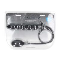 beaded inflatable silicone anal plug - black