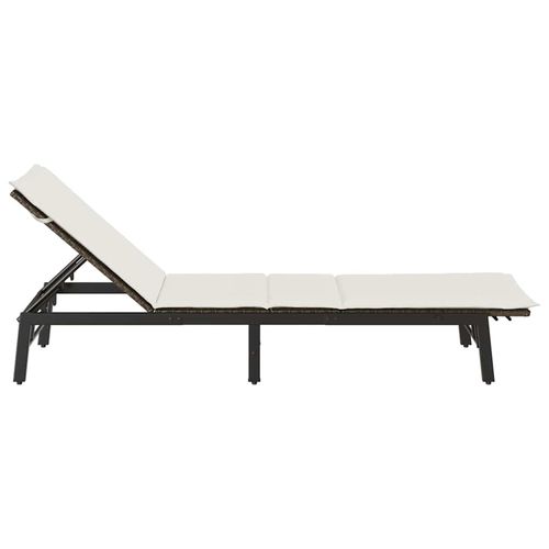 Leżak z poduszką, brązowy, polirattan na Arena.pl