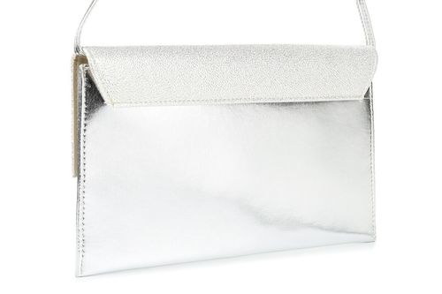 Srebrna oryginalna damska torebka kopertówka na pasku usztywniana W63 na Arena.pl