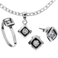 SREBRNY KOMPLET KWADRATY OKSYDOWANY SREBRO PRÓBY 925