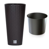 Doniczka RATO wysoka DRTUS250 z wkładem | Umbra, Kształt Okrągły, Wymiary 25x48 cm, Kolor Umbra, Prosperplast