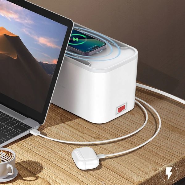 Ładowarka Listwa Zasilacz Organizer Kabli USB QI zdjęcie 12