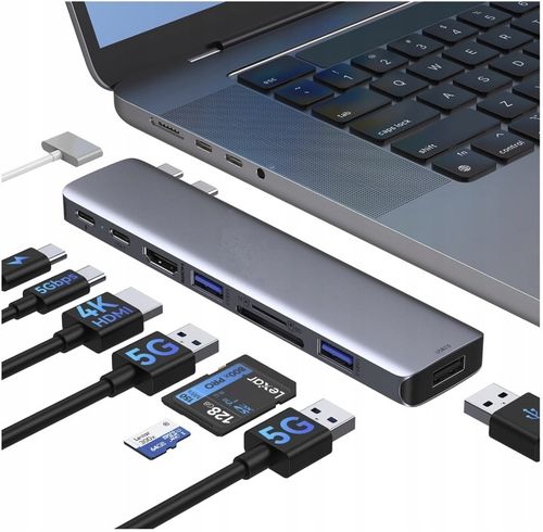 4Apple_pl HUB Thunderbolt 3 4 HDMI 4K USB do najnowszych MacBooków M1 M2 M3 na Arena.pl