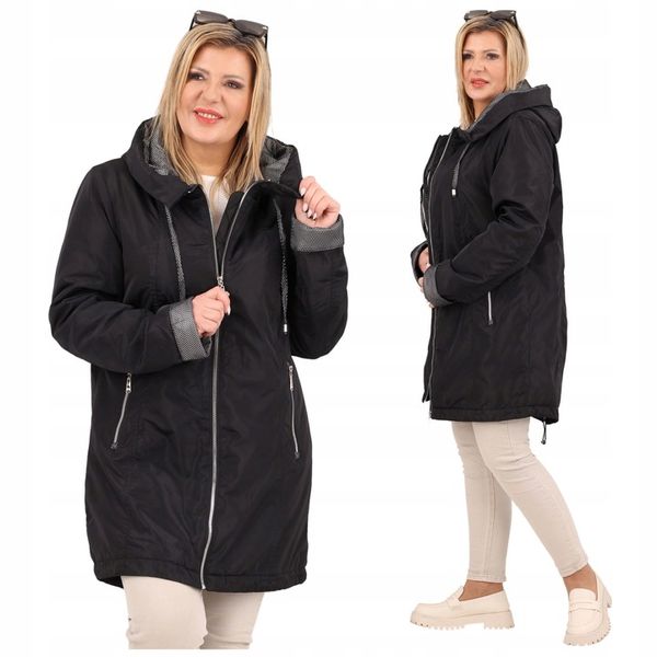 KURTKA DAMSKA PRZEJŚCIOWA Z KAPTUREM MODNA OVERSIZE DUŻE ROZMIARY zdjęcie 1