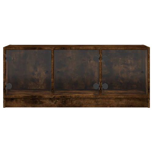 Szafka TV ze szklanymi drzwiami, przydymiony dąb, 102x37x42 cm na Arena.pl