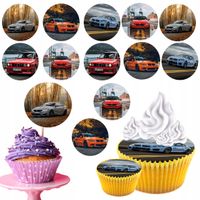 OPŁATEK na BABECZKI MUFFINKI zestaw na urodziny 12szt. - SAMOCHODY BMW
