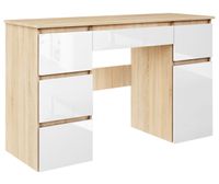 biurko MEGAN B2 DĄB SONOMA/BIAŁE FRONTY POŁYSK szkolne dla dziecka