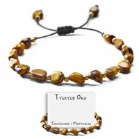 BRANSOLETKA DAMSKA MAKRAMA KAMIEŃ TYGRYSIE OKO AMULET POMYŚLNOŚCI