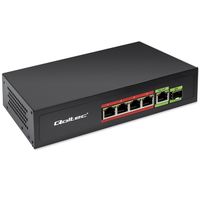 Qoltec Switch PoE 4x RJ45, 1x Uplink, 1x SFP, 65W