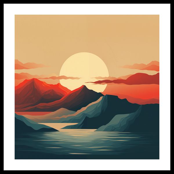 Plakat 60x60cm Zachód Słońca nad Górami zdjęcie 3