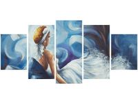 70CM 150CM OBRAZ 5 ELEM BŁĘKITNA DAMA ŚCIENNY