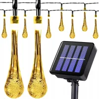 Łezki solarne ogrodowe sznur 5.4 mb girlanda 30 świecących sopli kropli