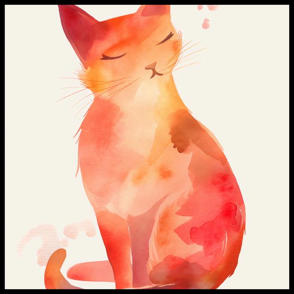 Plakat 60x60cm Akwarelowy Kot zdjęcie 2