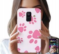 ETUI DO SAMSUNG A6 2018 - RÓŻOWE PSIE ŁAPKI, PLECKI, OBUDOWA CASE