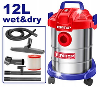 ODKURZACZ PRZEMYSŁOWY 12L 240V 800 W EMTOP EVCR0801