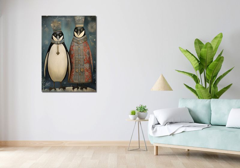 Obraz 70x100cm Królewskie Pingwiny zdjęcie 2