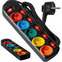 PRZEDŁUŻACZ LISTWA ZASILAJĄCA 2M 5 GNIAZD Z WYŁĄCZNIKAMI KOLOROWE