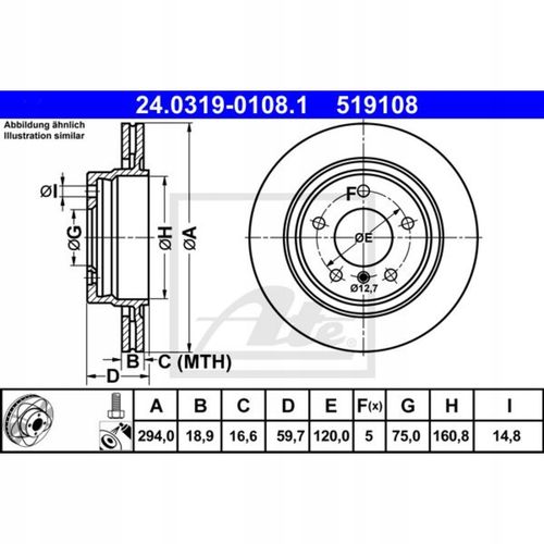 TARCZA HAM TYL 294X19 V POWER DISC ATE na Arena.pl