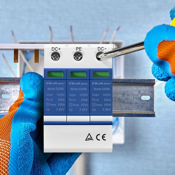 Qoltec Ogranicznik ochronnik przepięć DC 3P 1000V T2 B+C zdjęcie 2