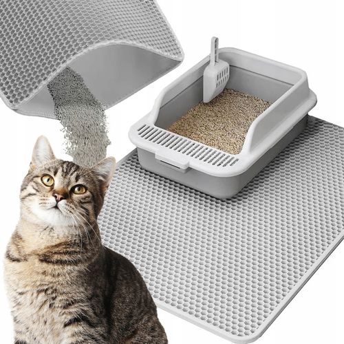 BARDZO DUŻA MATA POD KUWETE Dwuwarstwowa PODKŁADKA dla kota SZARA 75x55 na Arena.pl