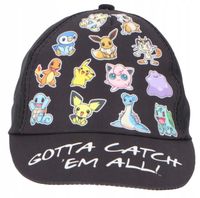 Czapka z daszkiem na lato Pokemon Pikachu 54 czarna na rzep