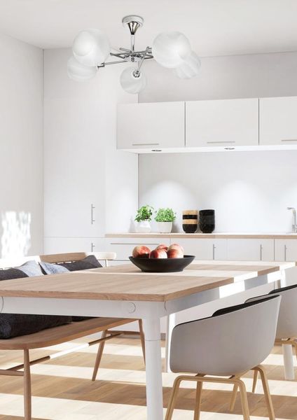 Raul zwis 5x40W E27 chrom klosz biały zdjęcie 3