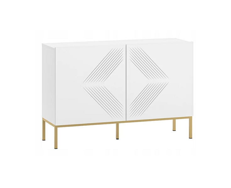 Nowoczesna Komoda Ryflowana 2- Drzwiowa 2D Biała 114 cm KLERMO ML zdjęcie 1