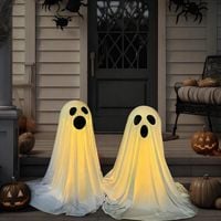 Zestaw 2 Duchy Halloween Led, świecące, stojąca dekoracja na stół z pilotem