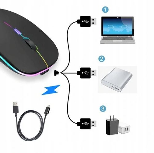 LEKKA MYSZ BEZPRZEWODOWA DO LAPTOPA PODŚWIETLANA RGB DO SZKOŁY PRACY CICHA na Arena.pl